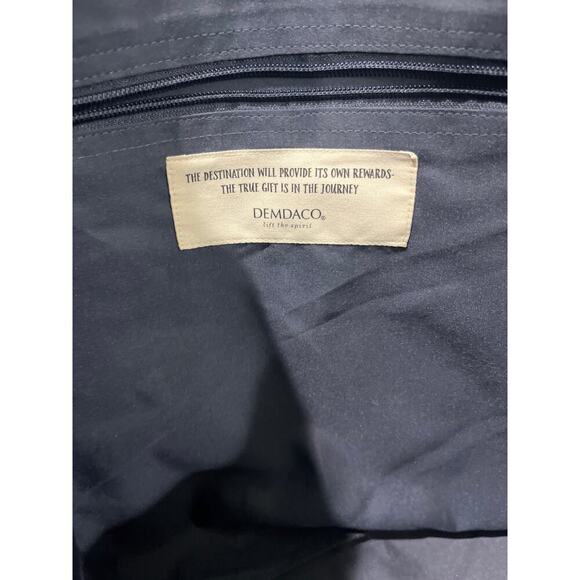 Demdaco Weekender Indigo Blue Stripe 23 x 15 Recycled Denim Fabric Duffel Bag - Picture 7 of 9